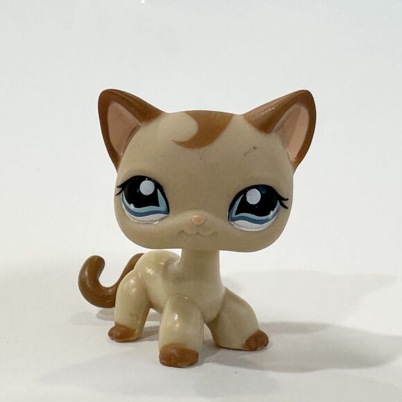 Littlest Pet Shop Caramel Swirl Tan Shorthair Cat Blue Eyes LPS #1024 2006 - Picture 1 of 5